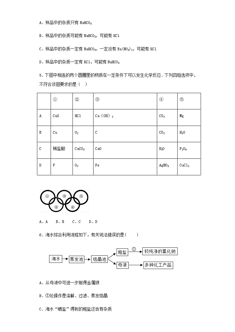 人教版化学九年级下册第十一单元 盐 化肥 单元检测题02