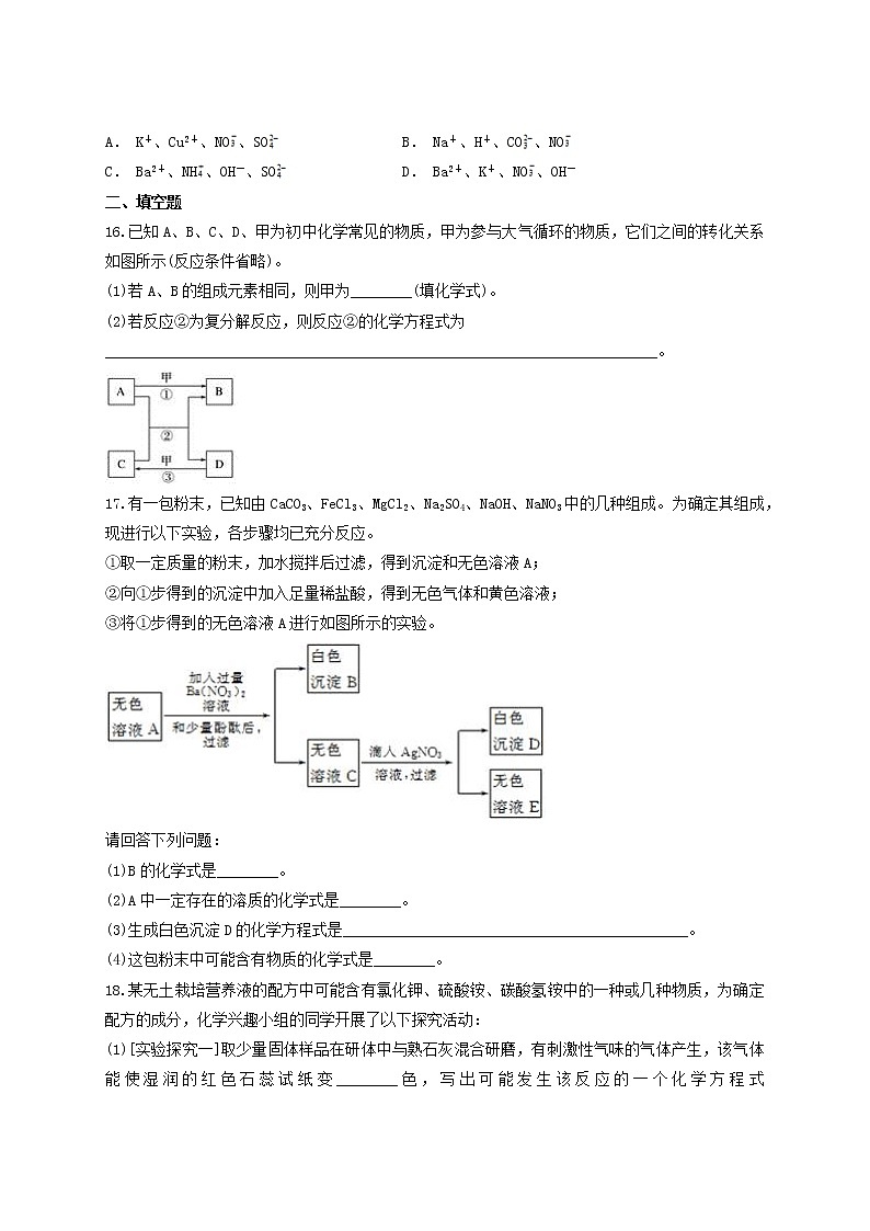 人教版初中化学九年级下册第十一单元 盐 化肥 单元检测题  (13)第3页