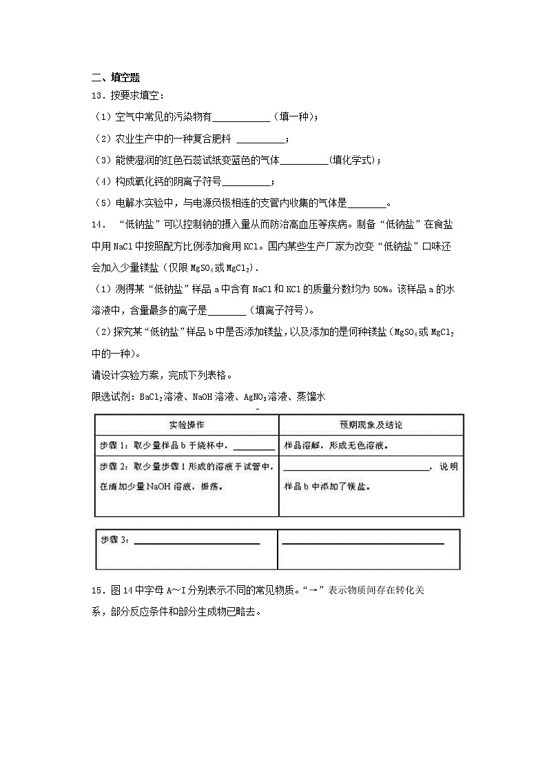 人教版初中化学九年级下册第十一单元 盐 化肥 单元检测题  (10)第3页