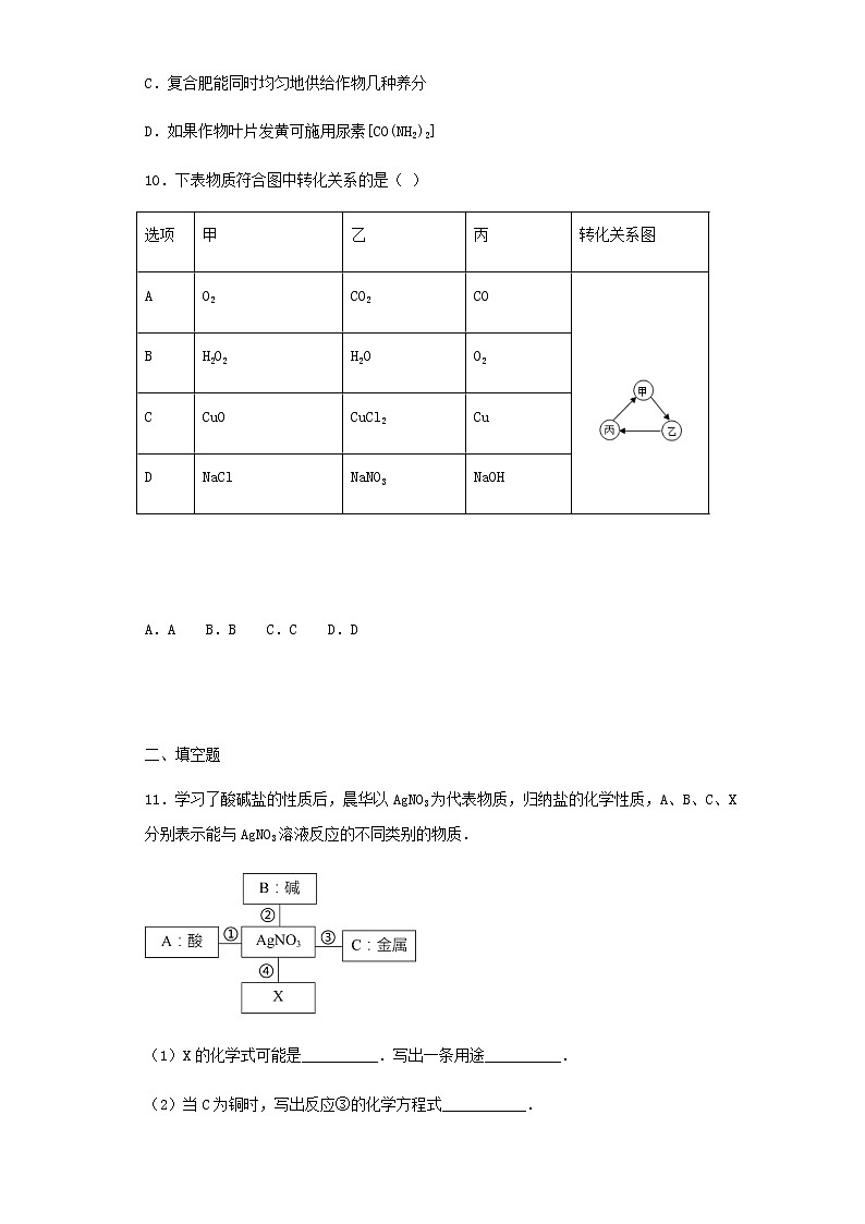 人教版九年级下册化学单元检测卷 第十一单元 盐 化肥（含解析）03