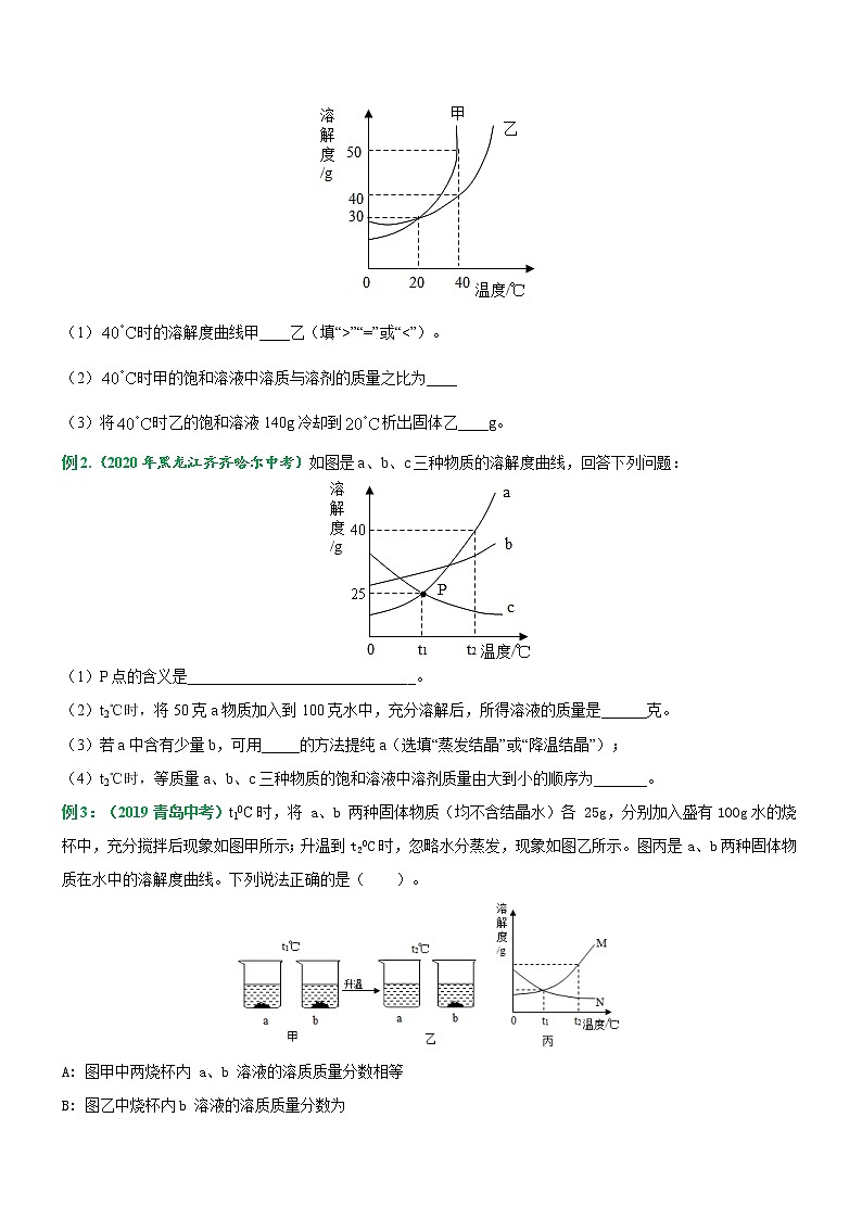 重难点考点05—溶解度曲线专题突破（原卷版）第2页
