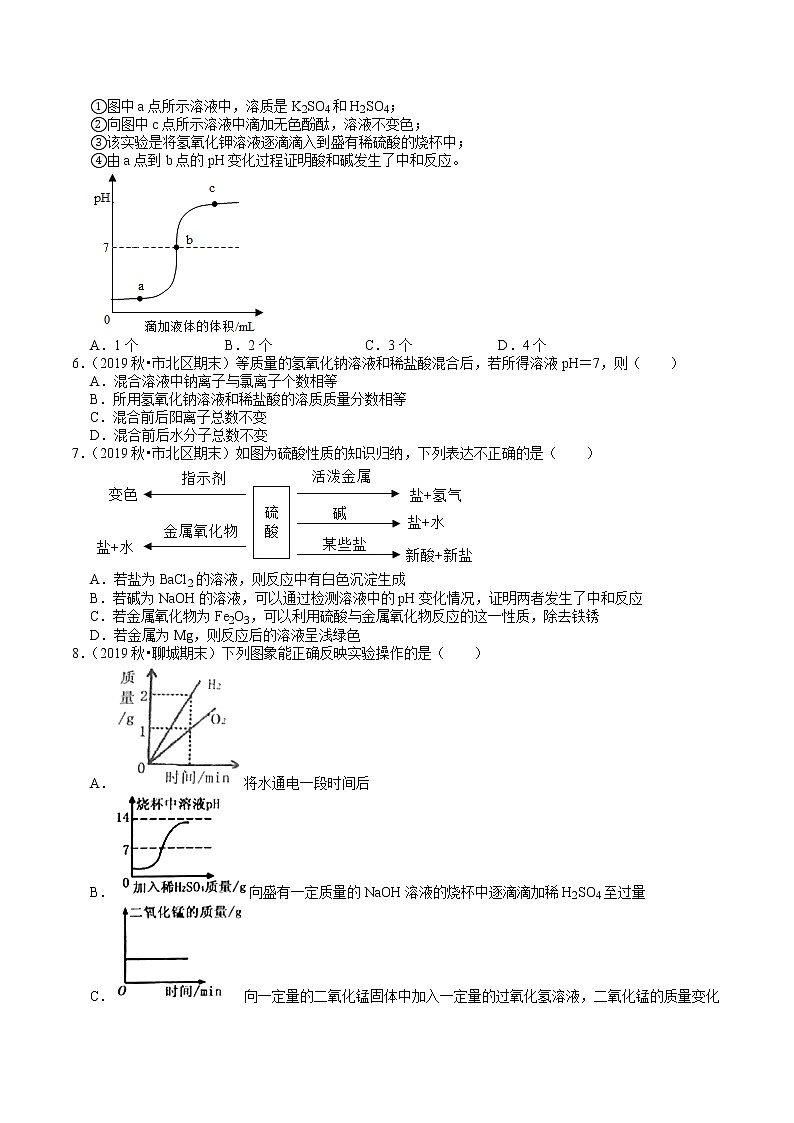 2019--2020学年九年级上化学（鲁教版）期末考试《常见的酸和碱》试题精选02