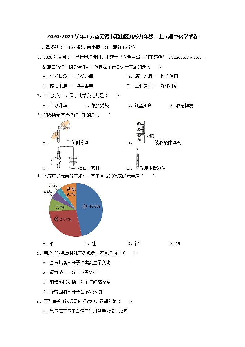 2020-2021学年江苏省无锡市惠山区九校九年级（上）期中化学试卷（解析版）01