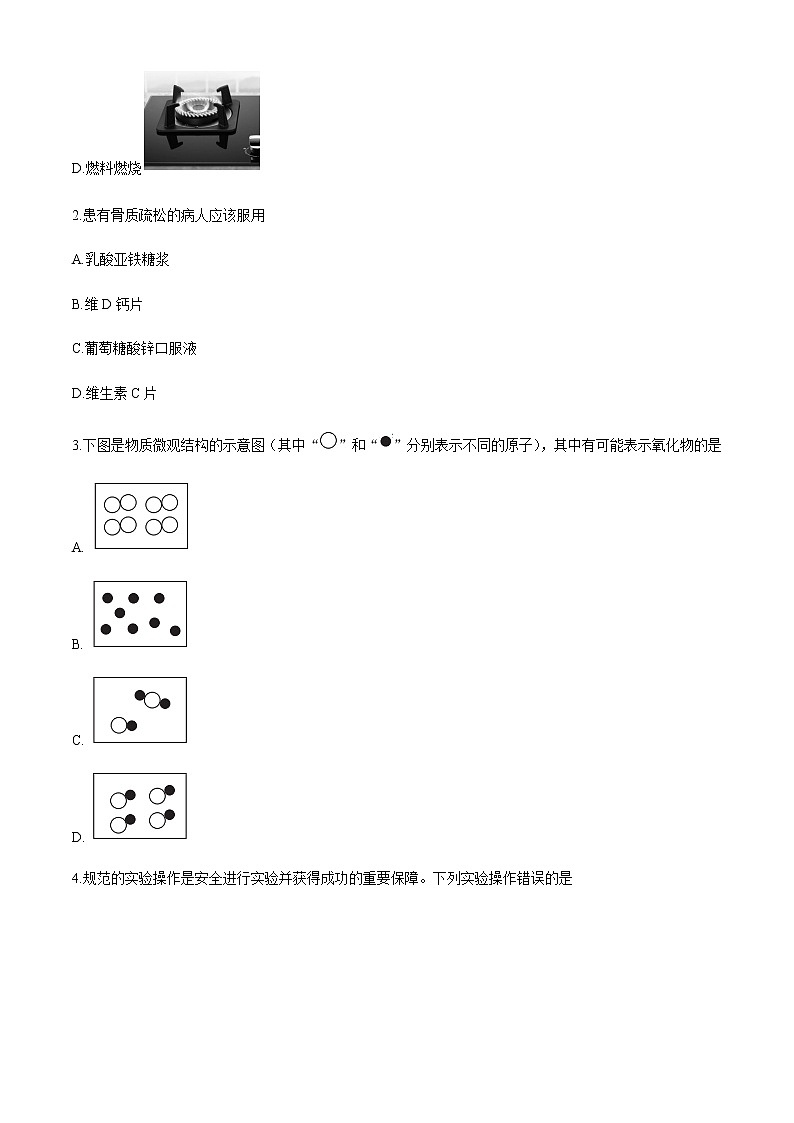 山西省2020-2021学年第一学期九年级期中质量评估试题 化学（沪教版）试题02