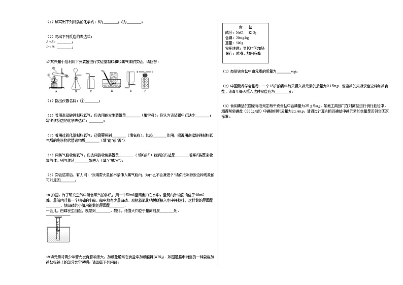 2019-2020学年福建省厦门外国语学校九年级（上）期中化学试卷（解析版）03