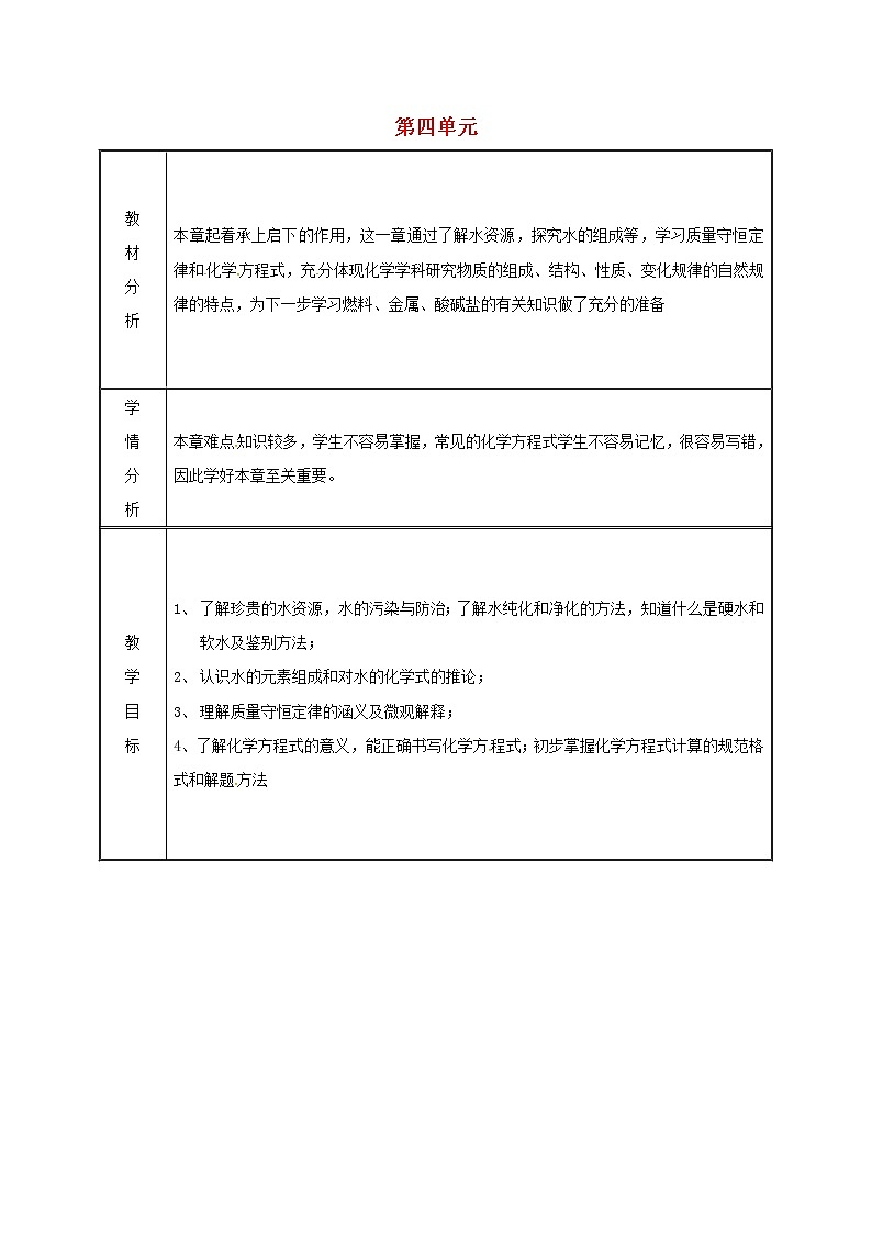 2020年粤教版九年级化学上册第4章 备课 教案01