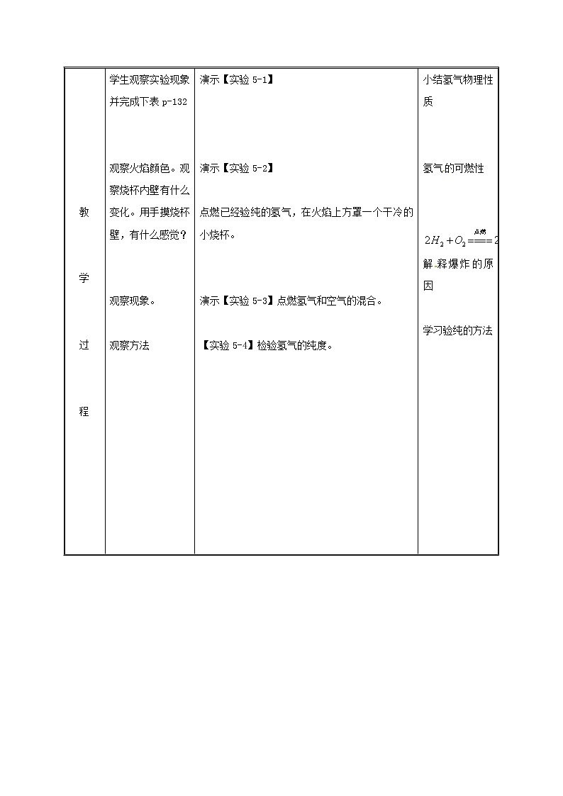 2020年粤教版九年级化学上册第5章 5.1洁净的燃料_氢气第1课时 教案03