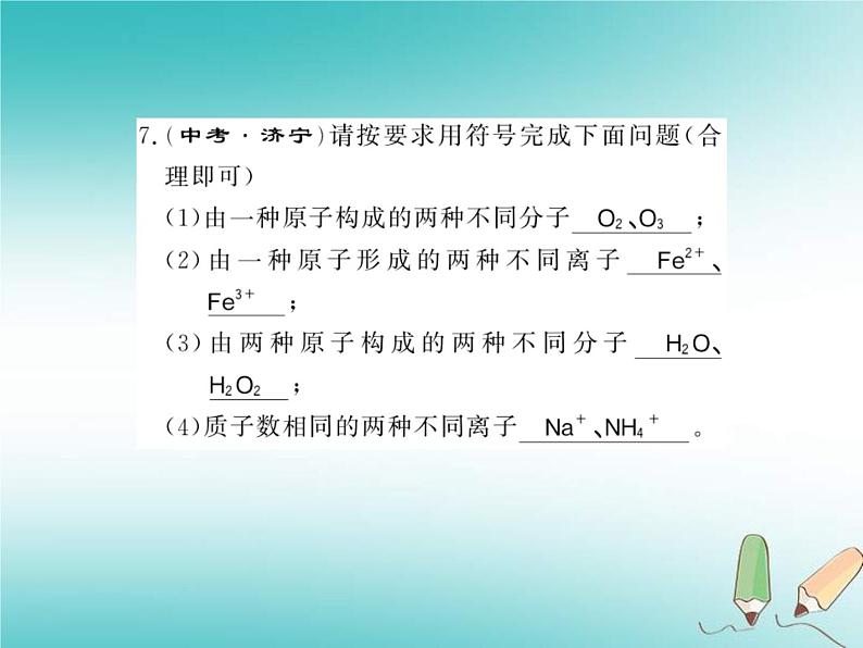 2020年沪教版九年级化学全册专题3化学用语 习题课件06