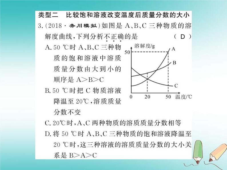 2020年沪教版九年级化学全册专题5溶解度曲线的应用 习题课件06