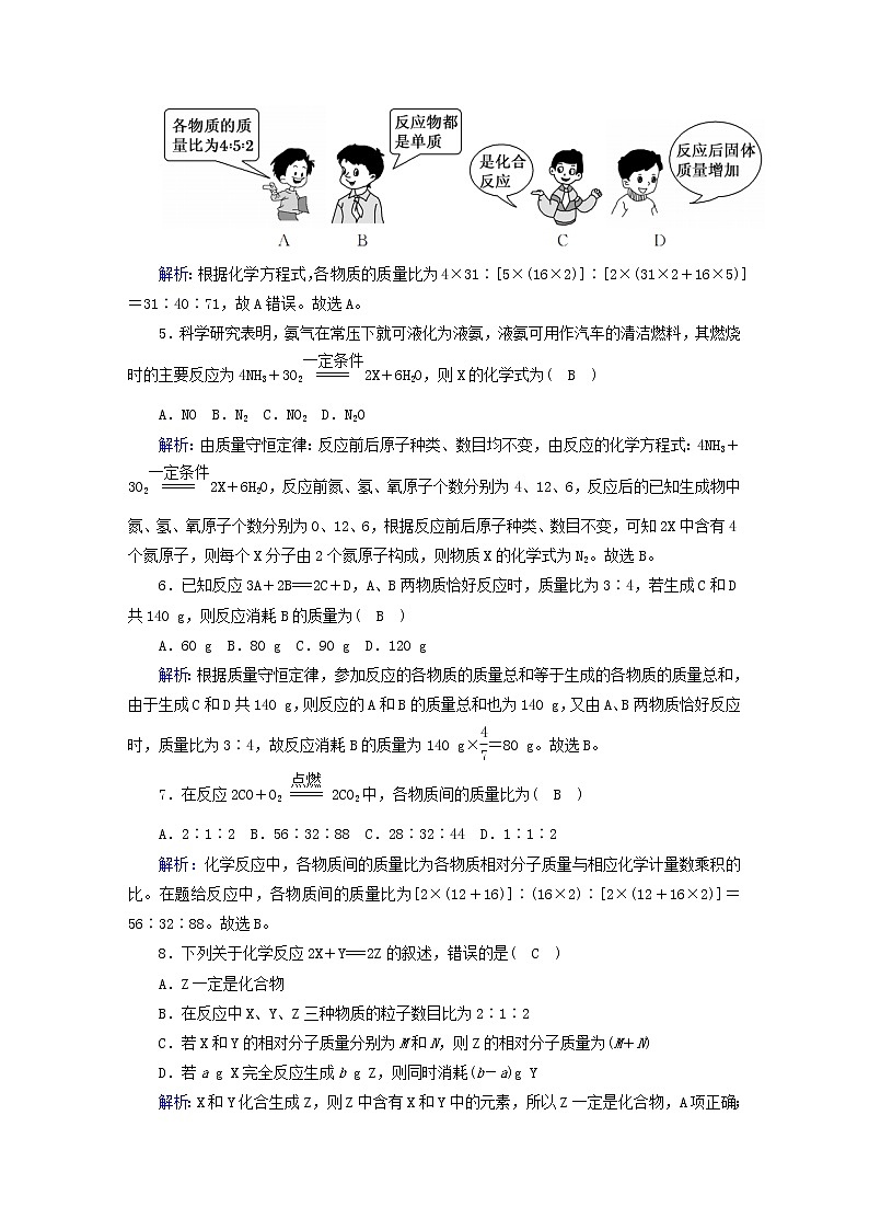 2020年人教版九年级化学上册第5单元  化学方程式 评估测试卷(含解析)02