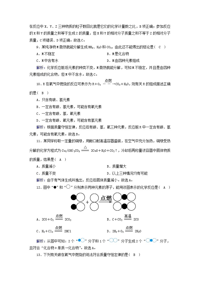 2020年人教版九年级化学上册第5单元  化学方程式 评估测试卷(含解析)03