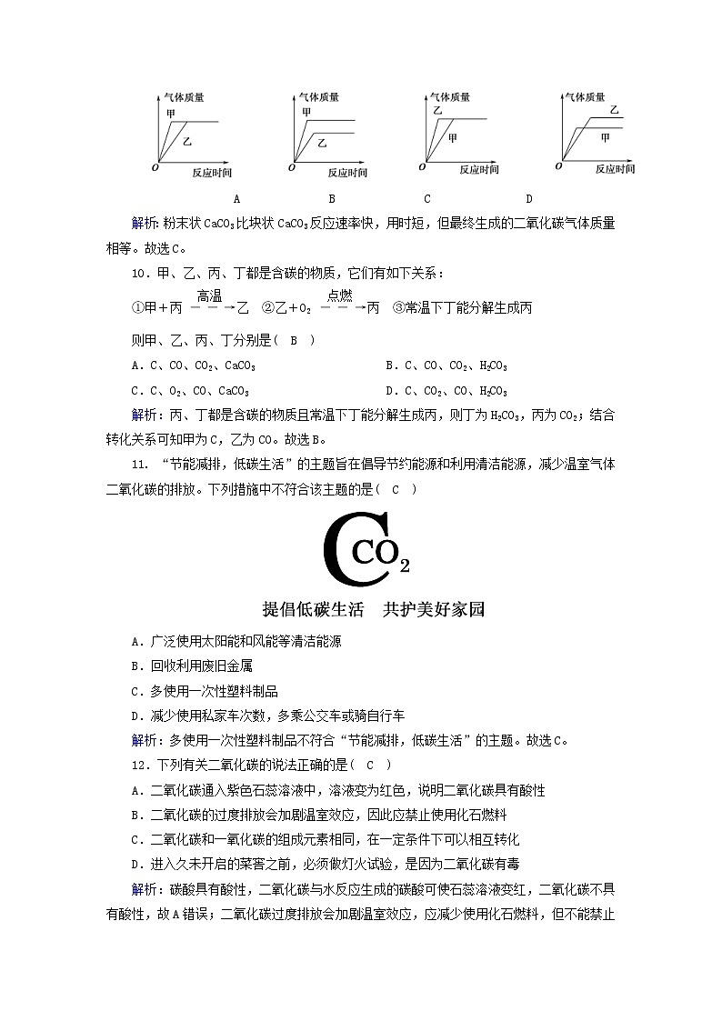 2020年人教版九年级化学上册第6单元  碳和碳的氧化物 评估测试卷(含解析)03