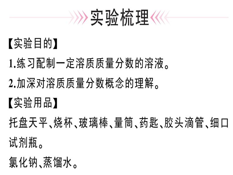 2020春安徽专版人教版九年级下册化学习题课件：实验活动5 一定溶质质量分数的氯化钠溶液的配制(共24张PPT)01