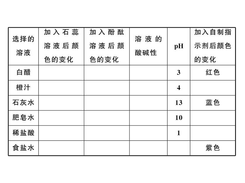 2020春河南人教版九年级化学下册习题课件：5.实验活动７ 溶液酸碱性的检验 (共25张PPT)05