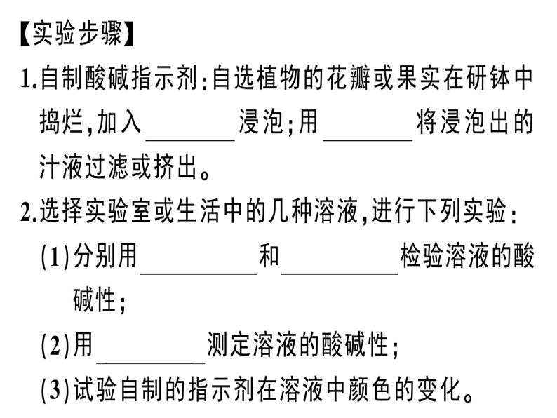 2020春安徽专版人教版九年级下册化学习题课件：实验活动7 溶液酸碱性的检验(共25张PPT)02