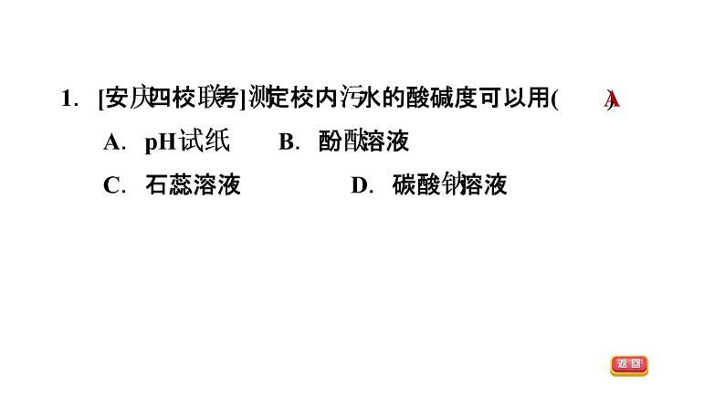 2020春人教版九年级下册化学（安徽专版）习题课件：实验活动7  溶液酸碱性的检验(共23张PPT)03