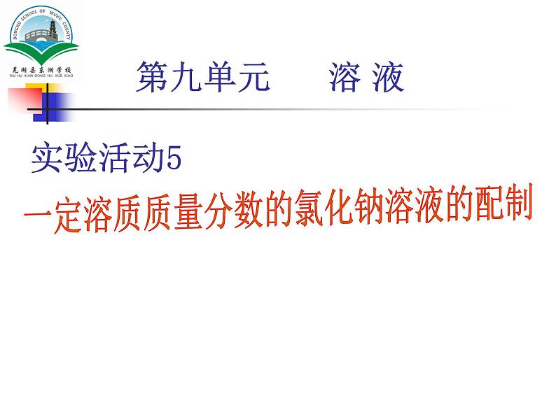 人教版初中化学九年级下册 实验活动5一定溶质质量分数的氯化钠溶液的配制课件（24张PPT）01