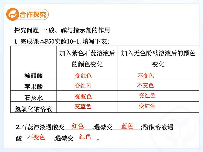 人教版初中化学九下10.1.1 酸碱指示剂的探究  课件06