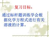 人教版初中化学九下复习课：根据化学方程式进行有关溶液的计算  课件