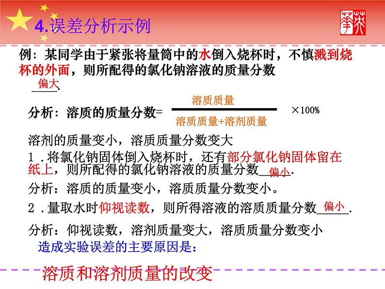 人教版化学九年级下册 第九单元  实验活动5　一定溶质质量分数氯化钠溶液的配制   课件07