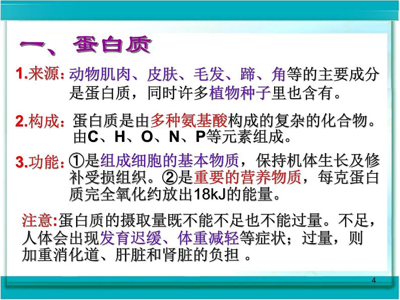 人教版化学九下12.1 人类重要的营养物质 课堂教学课件第4页