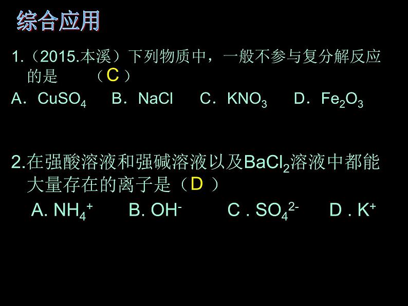 中考专项复习（一） 离子共存 课件04