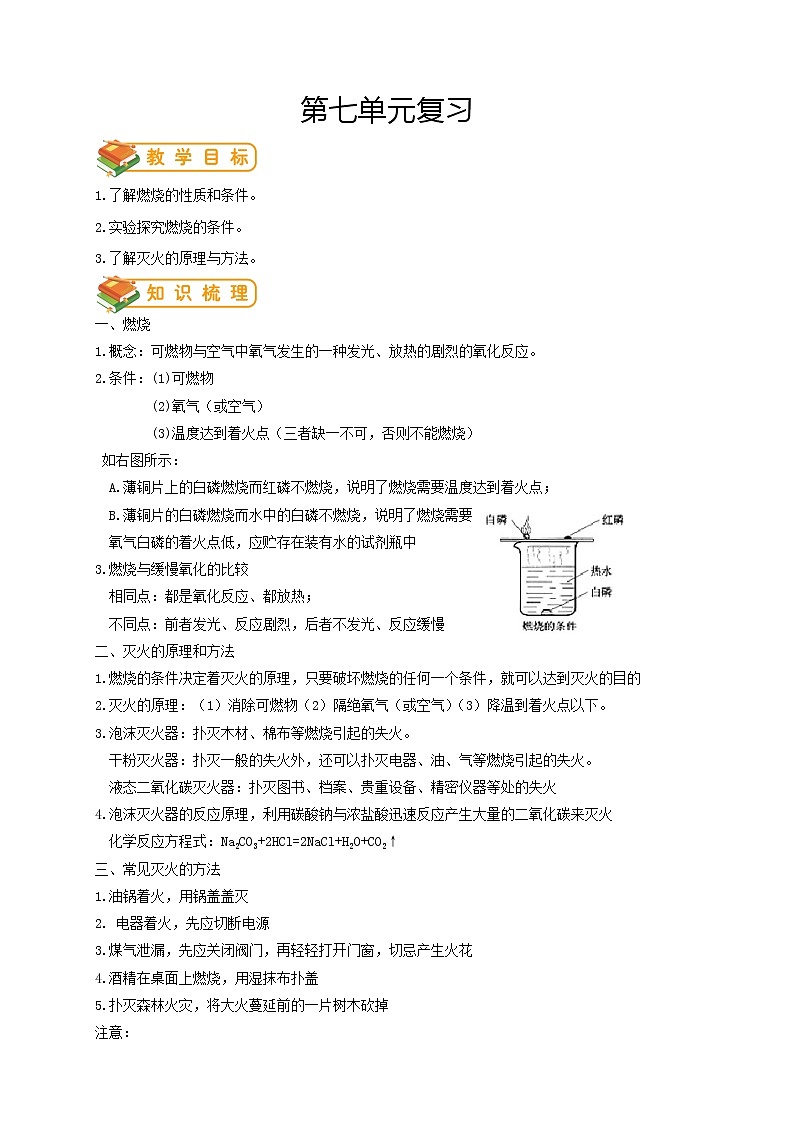 人教版初三化学（上）第28讲：第七单元复习（学生版）-- - 副本 学案01