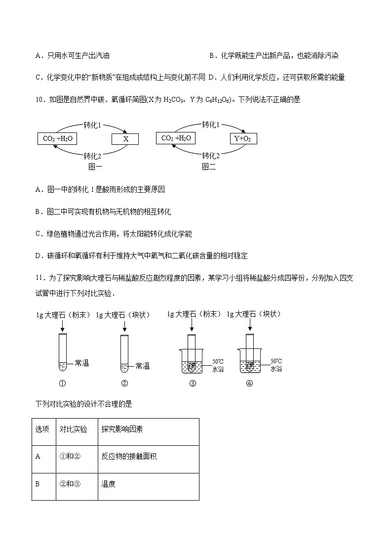 2021届中考化学一轮复习化学与能源的开发利用专题测试卷(1)03