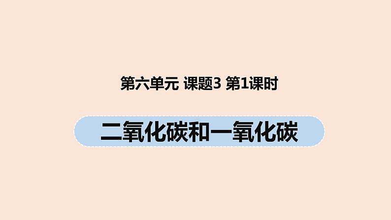 初中化学人教版九年级（上册）第6单元 课题3 二氧化碳和一氧化碳（第一课时）课件01