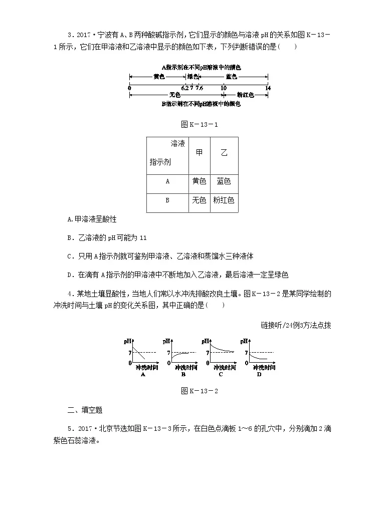 粤教版九年级下册8 1 溶液的酸碱性综合训练题 教习网 试卷下载