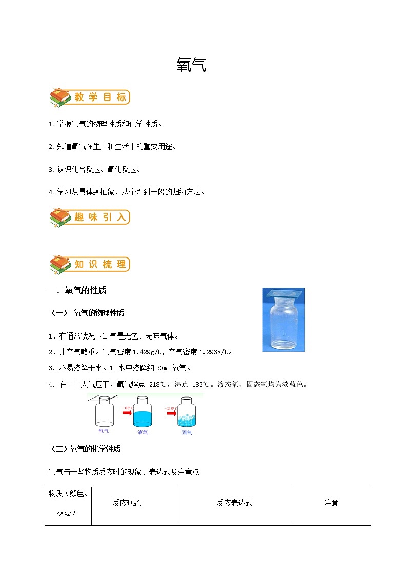 人教版初三化学（上）第5讲：氧气（教师版）-第1页
