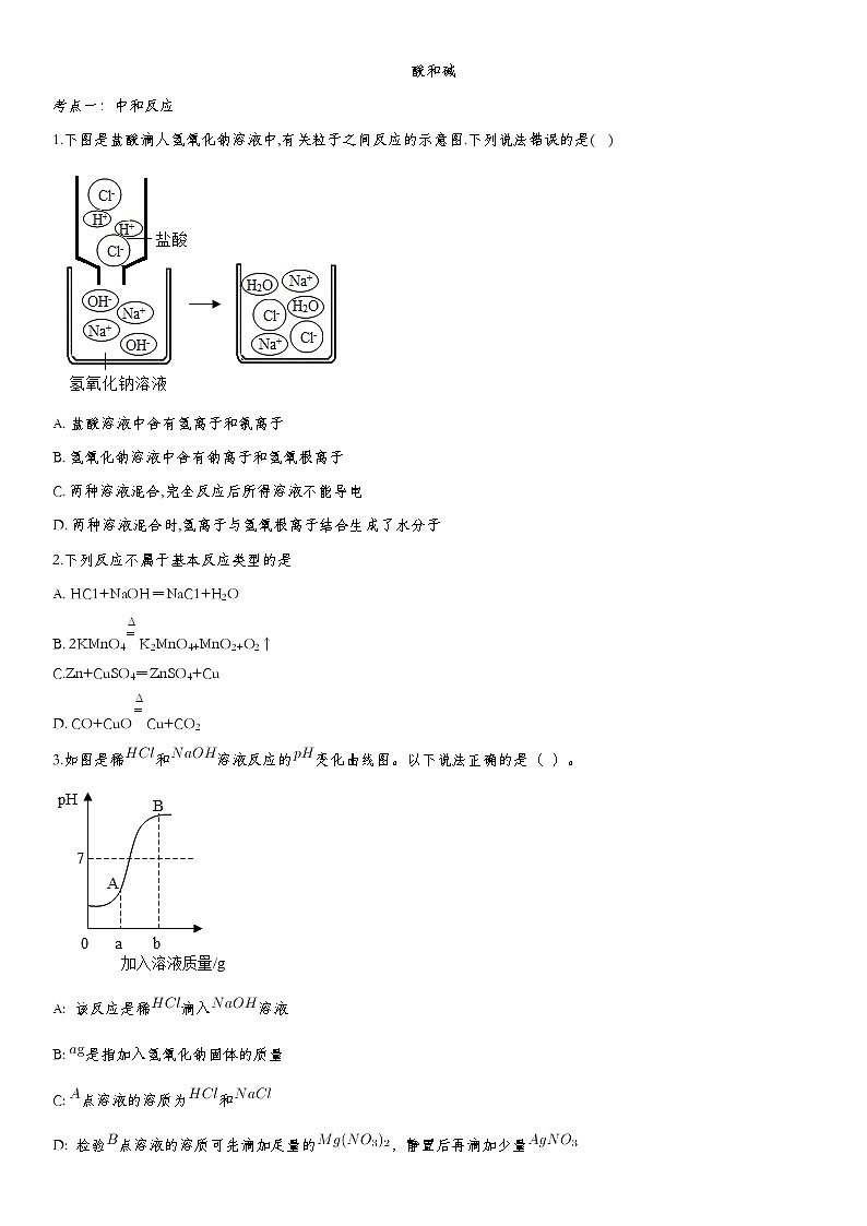 2020届九年级中考化学一轮复习考点基础练习卷：酸和碱 (2)第1页
