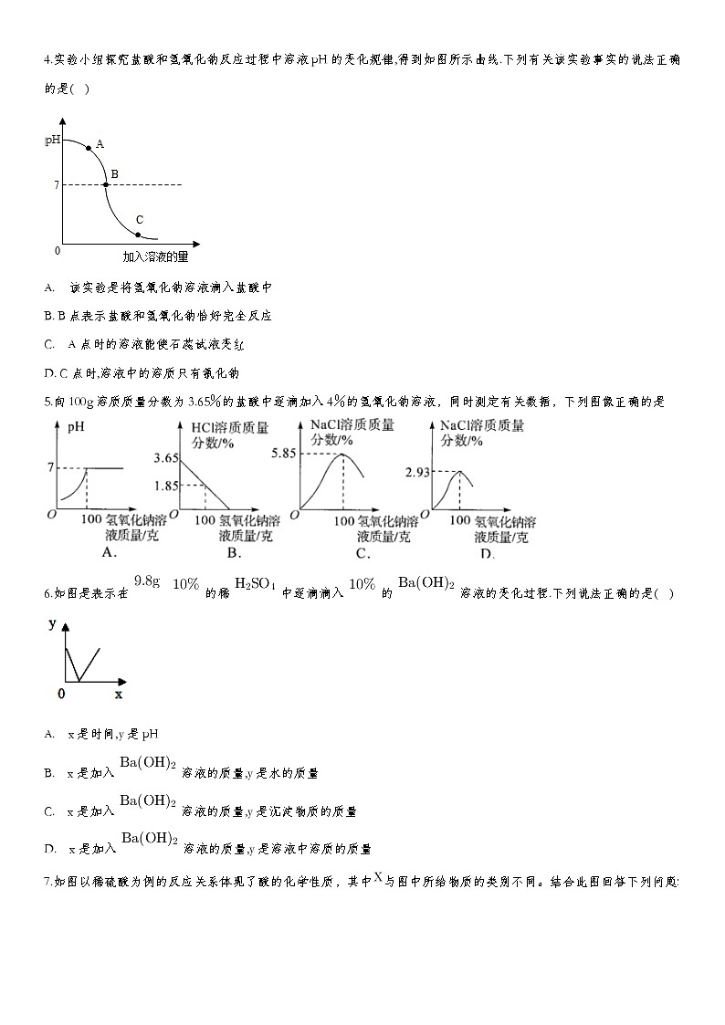 2020届九年级中考化学一轮复习考点基础练习卷：酸和碱 (2)第2页