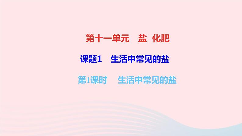 九年级化学下册第十一单元盐化肥课题1生活中常见的盐第1课时生活中常见的盐作业课件新版新人教版01