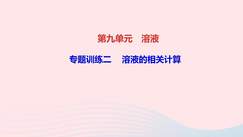 九年级化学下册第九单元溶液专题训练二溶液的相关计算作业课件新版新人教版01