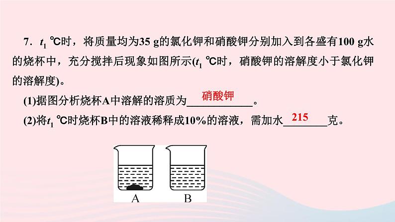 九年级化学下册第九单元溶液专题训练二溶液的相关计算作业课件新版新人教版06