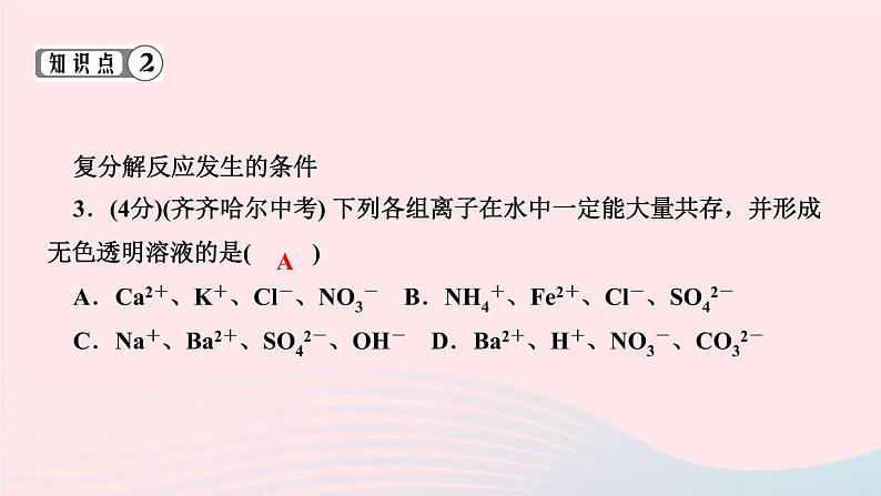 九年级化学下册第十一单元盐化肥课题1生活中常见的盐第2课时复分解反应作业课件新版新人教版05