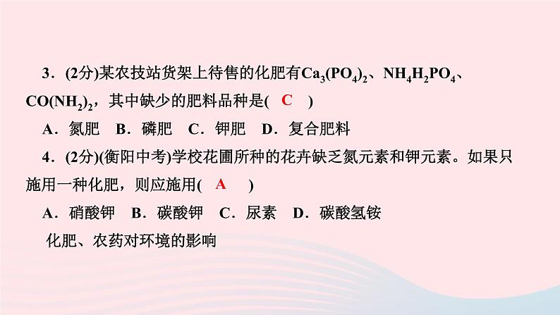 九年级化学下册第十一单元盐化肥课题2化学肥料作业课件新版新人教版第4页