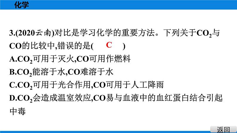 备战2021学年广东中考化学课时作业 考点三　二氧化碳第4页