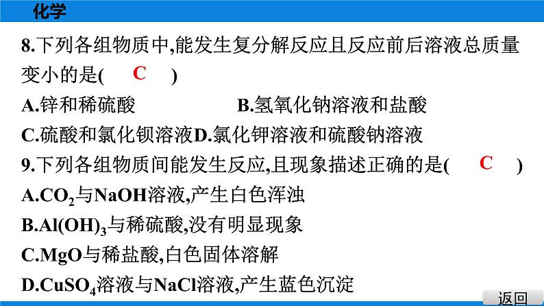 备战2021学年广东中考化学课时作业 考点十一　盐　化肥 练习课件07