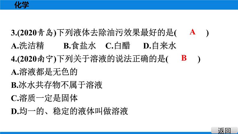 备战2021学年广东中考化学课时作业 考点六　溶液 练习课件03