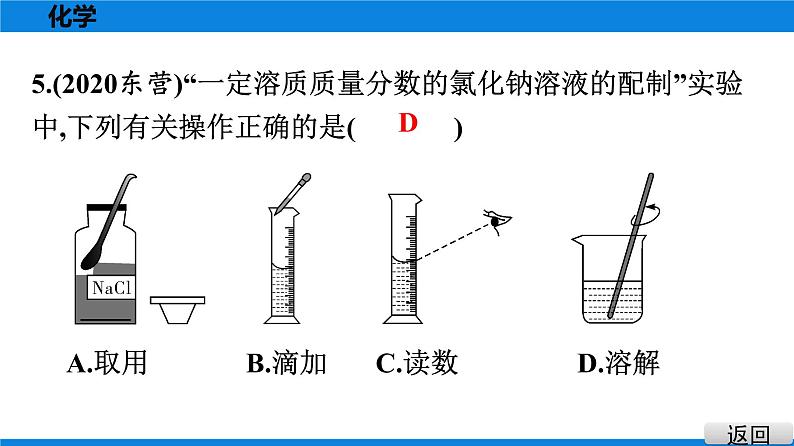 备战2021学年广东中考化学课时作业 考点六　溶液 练习课件04