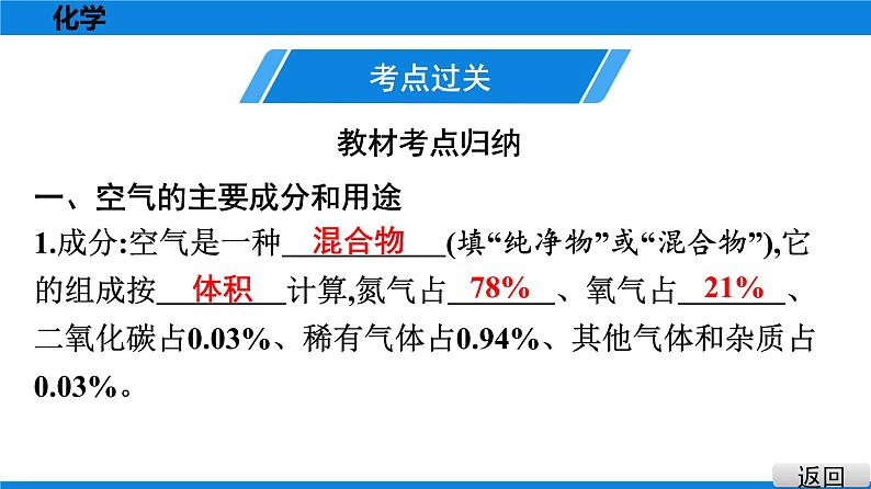 备战2021广东中考化学课堂教本第一部分 考点一 我们周围的空气 课件02