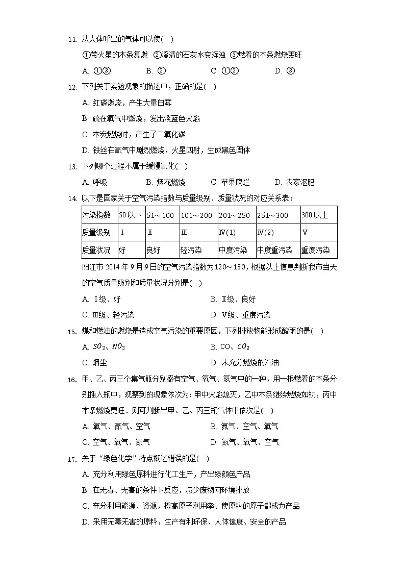 2020-2021学年广东省广州市增城区香江中学九年级（上）月考化学试卷（9月份）03