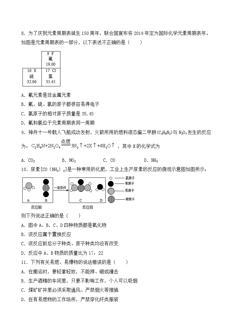 人教版  九年级 化学  2020-2021学年九年级上学期期末化学试题（3）02