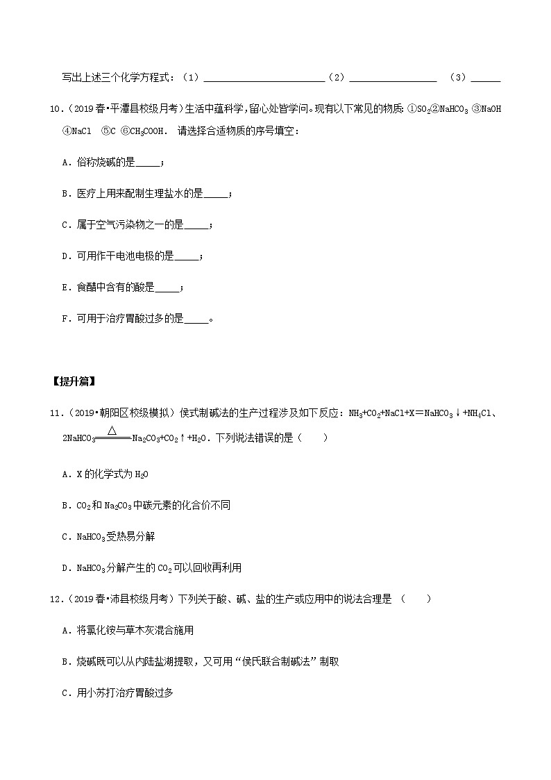 鲁教版九年级化学下册 氨碱法制碱 纯碱的物理性质和用途 课件PPT+练习题（原卷及解析卷）03