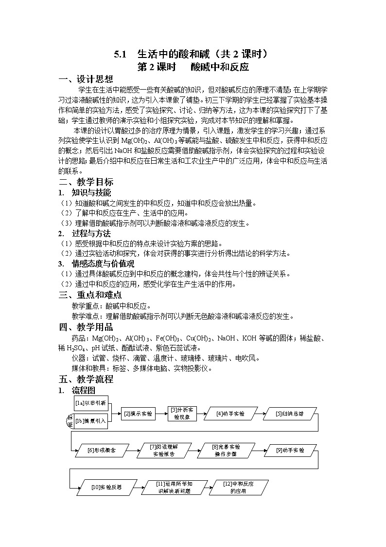 九年级第二学期5.1 生活中的酸和碱 教案-2020-2021学年同步精品课堂（沪教版）上海01