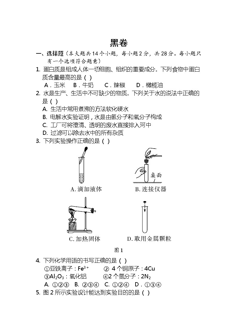 2017年河北省中考化学黑白卷第1页