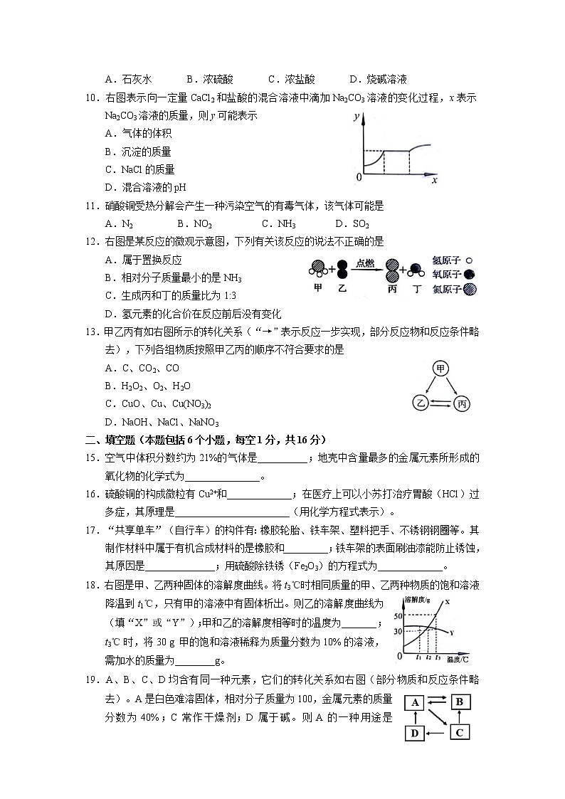 2017年河南省中考化学试题（word版,含答案）02