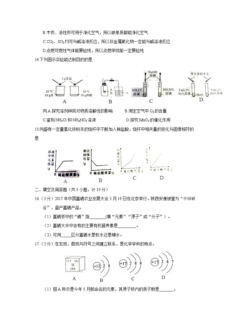 2017年陕西省中考化学试题（精校word版,含答案）02